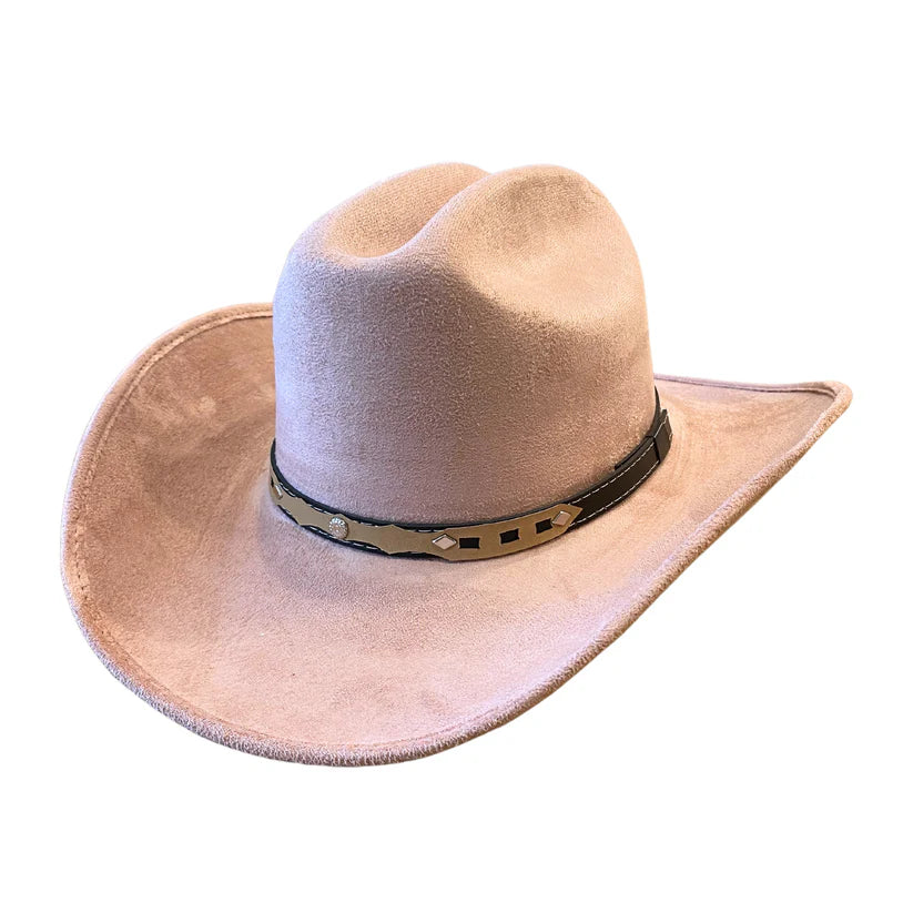 Texana Vegan Suede Cowboy Hat - Pale Dusty Rose