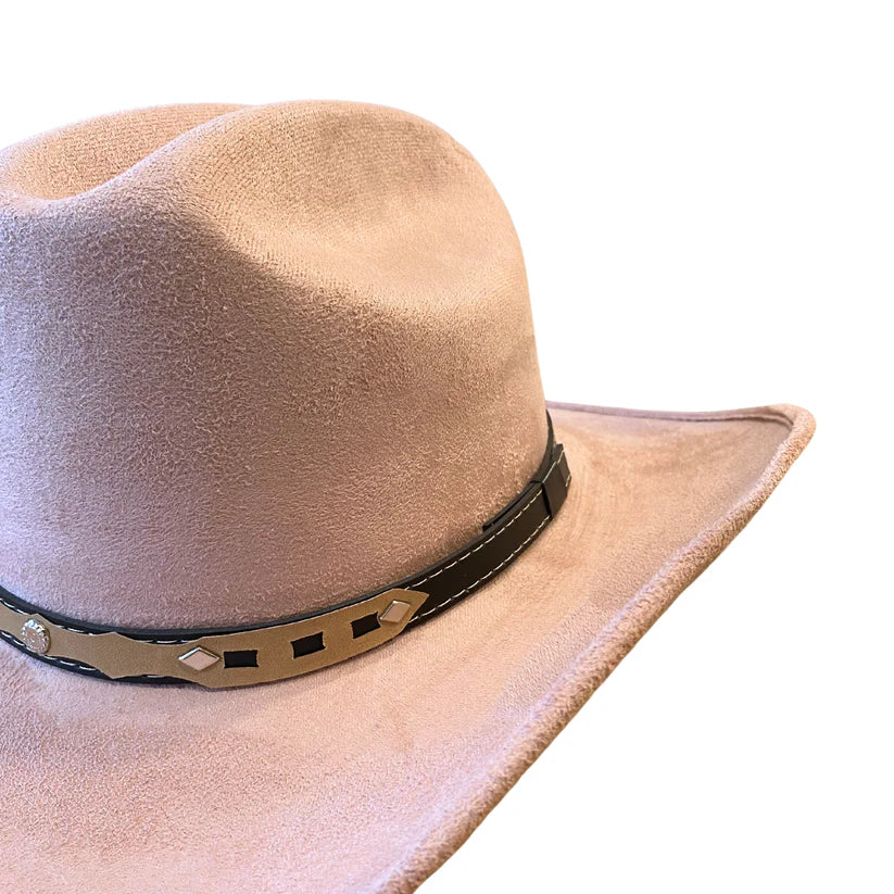 Texana Vegan Suede Cowboy Hat - Pale Dusty Rose