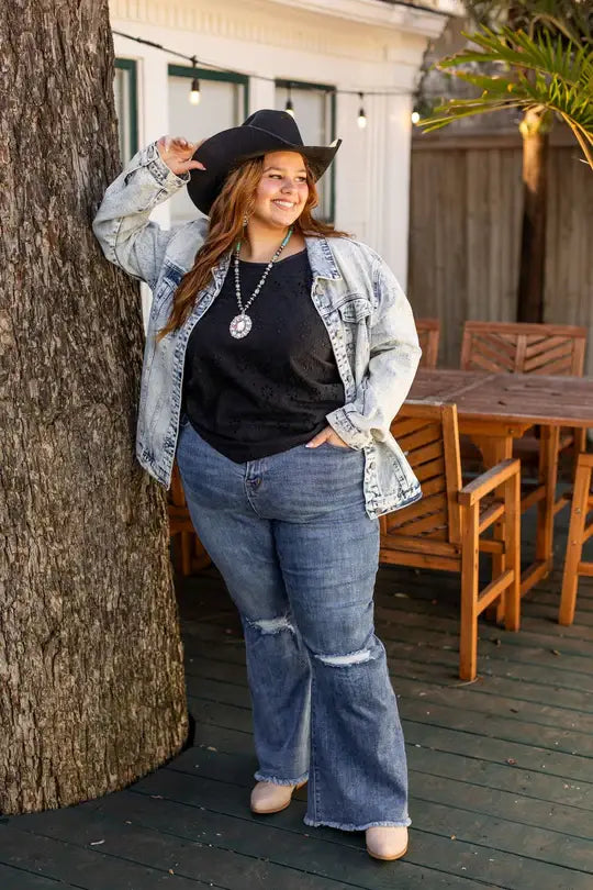 Black Eyelet Top