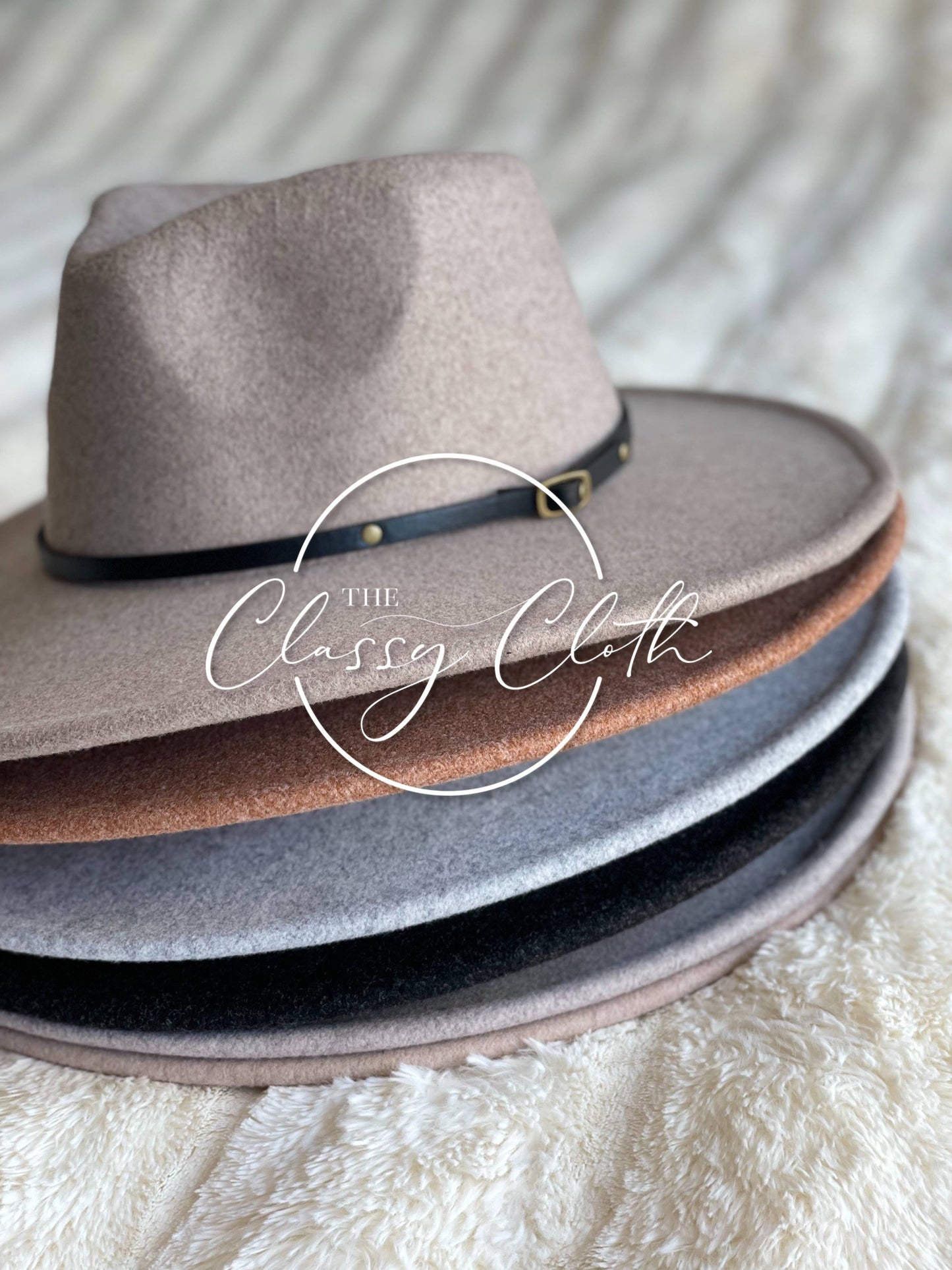 Wool Blend Wide Brim Western Hat - Grey