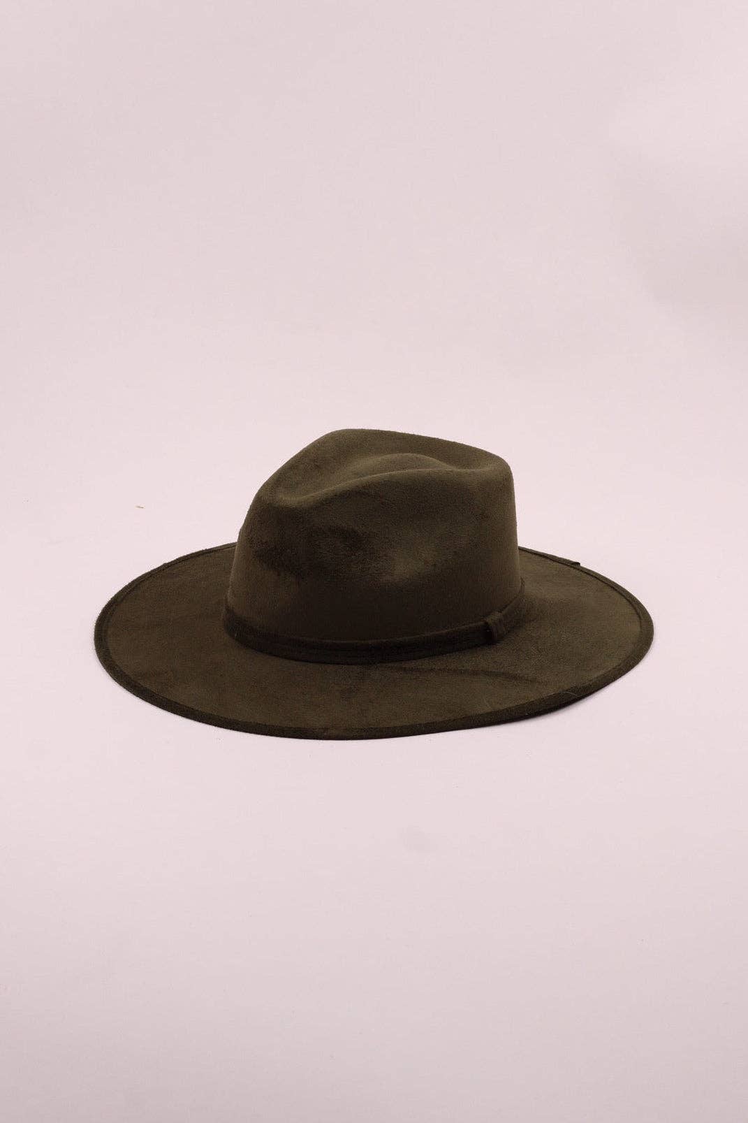 Vegan Suede Rancher Hat - Olive Green