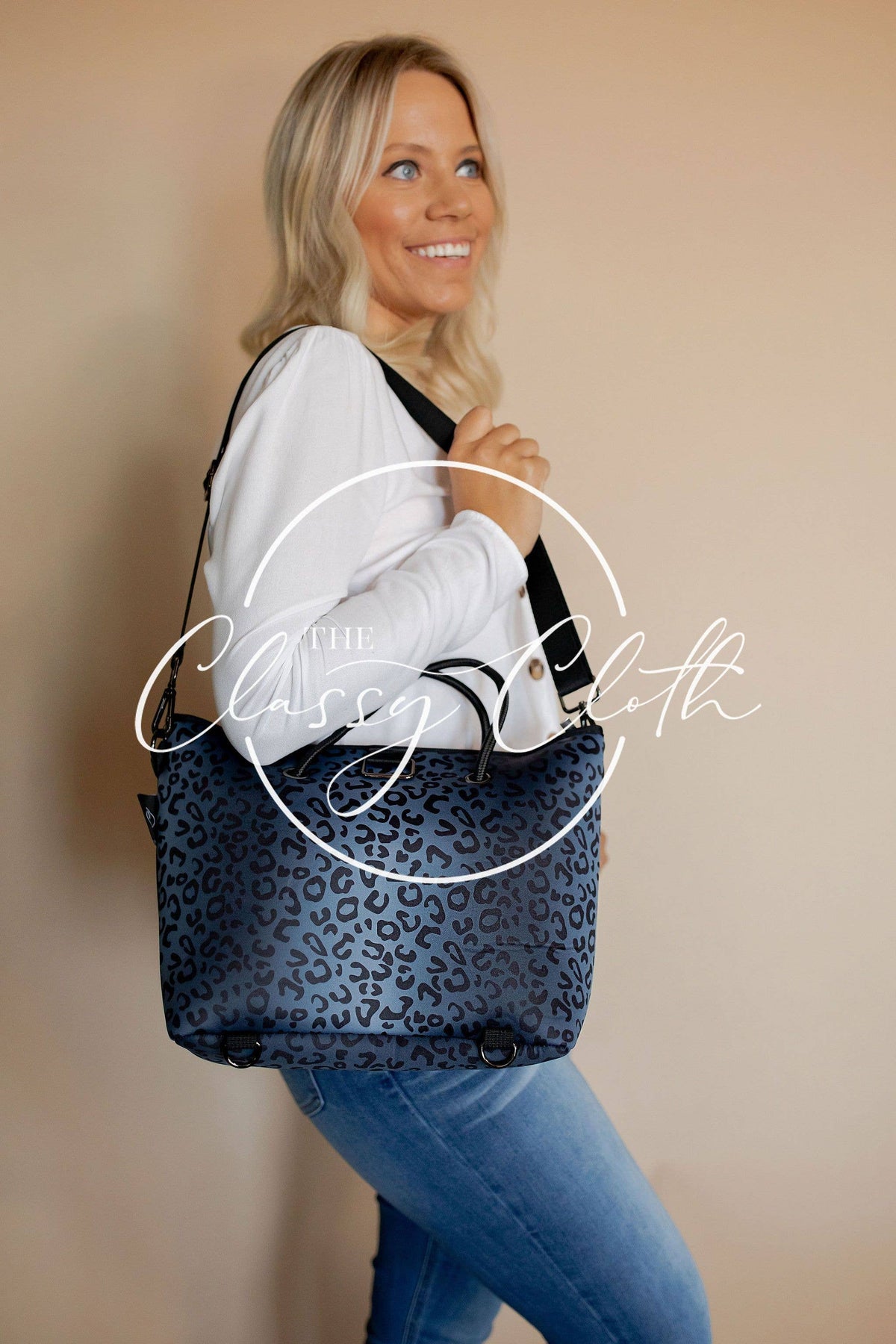 Neoprene Mini Carryall Tote - Black Leopard