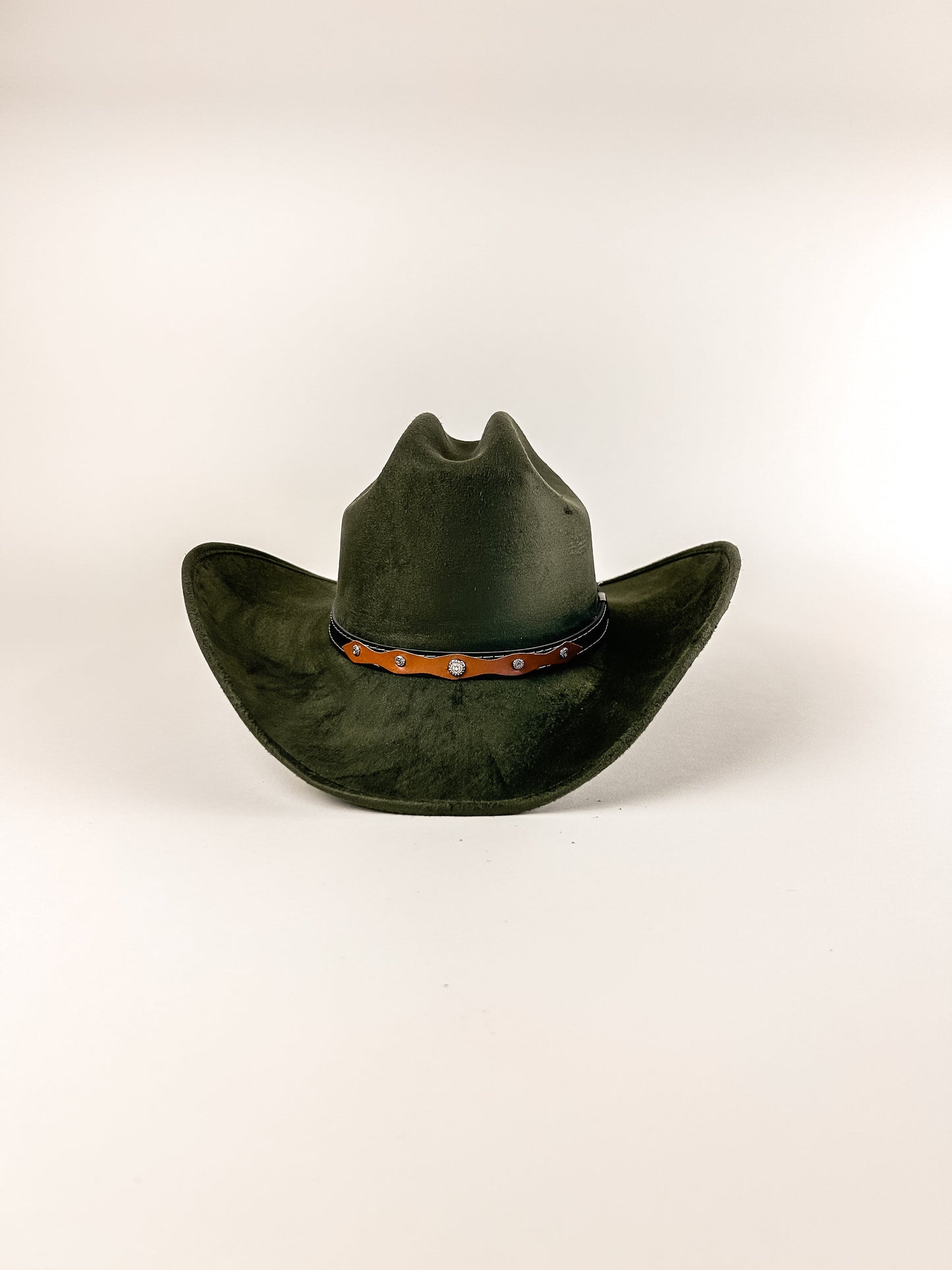 Texana Vegan Suede Cowboy Hat - Olive Green