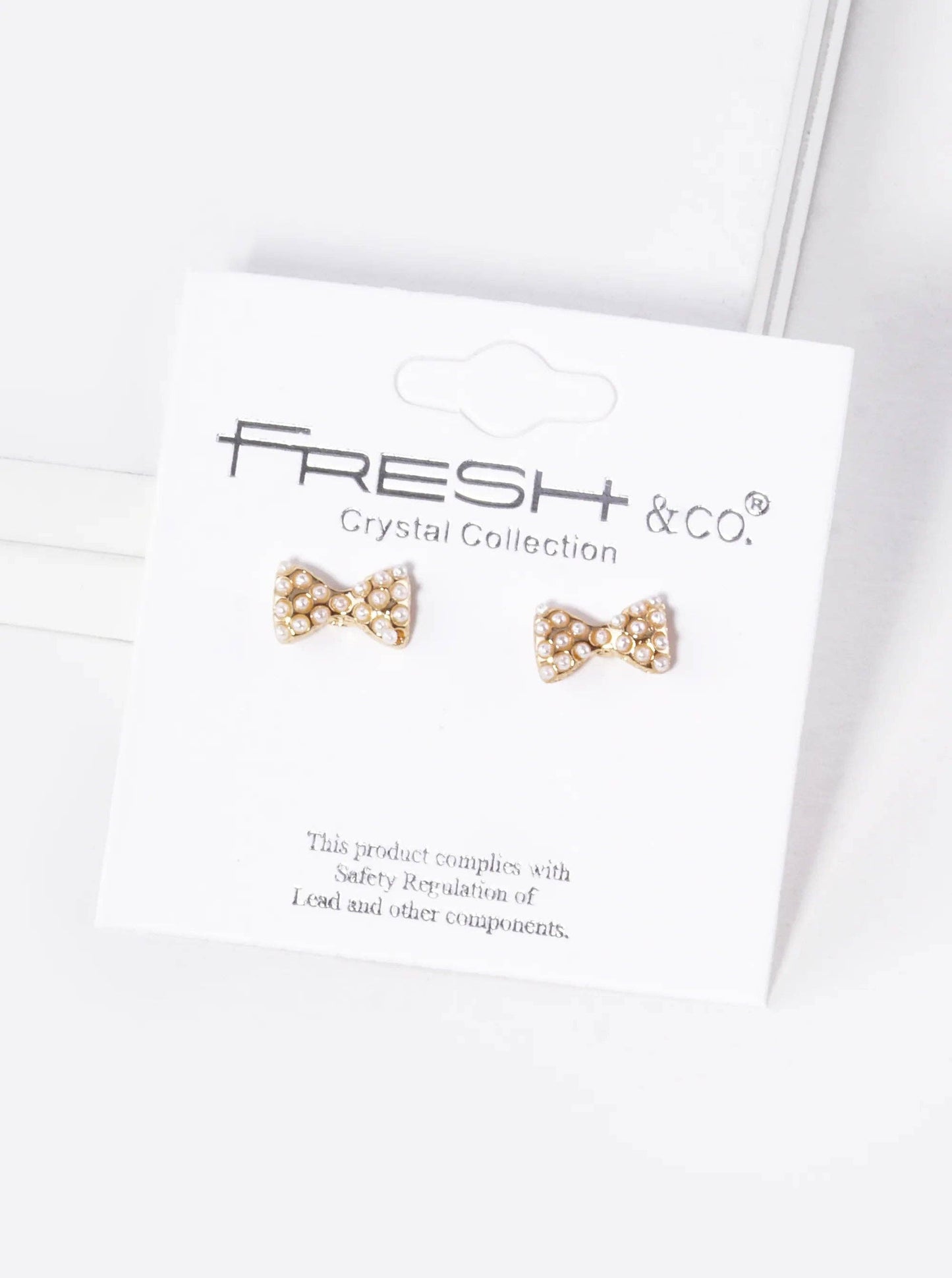 Pearl Beaded 6mm Ribbon Bow Stud Earrings