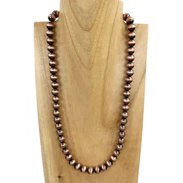 Copper-Tone 10mm Pearl Beads 22" Long