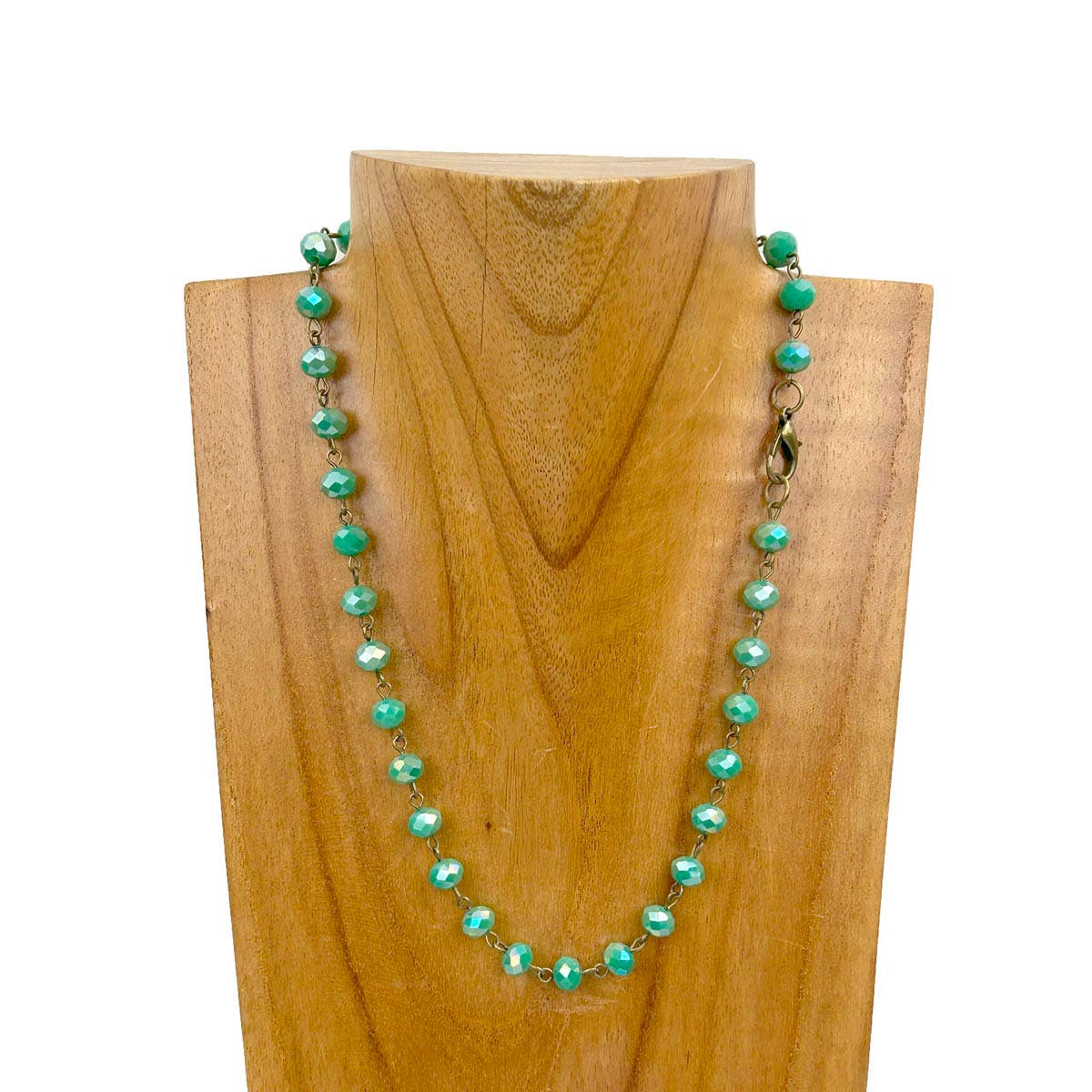 Face Cut Crystal Bead Necklace (Colors: Blue Laser, Green Laser, Brown, Green)