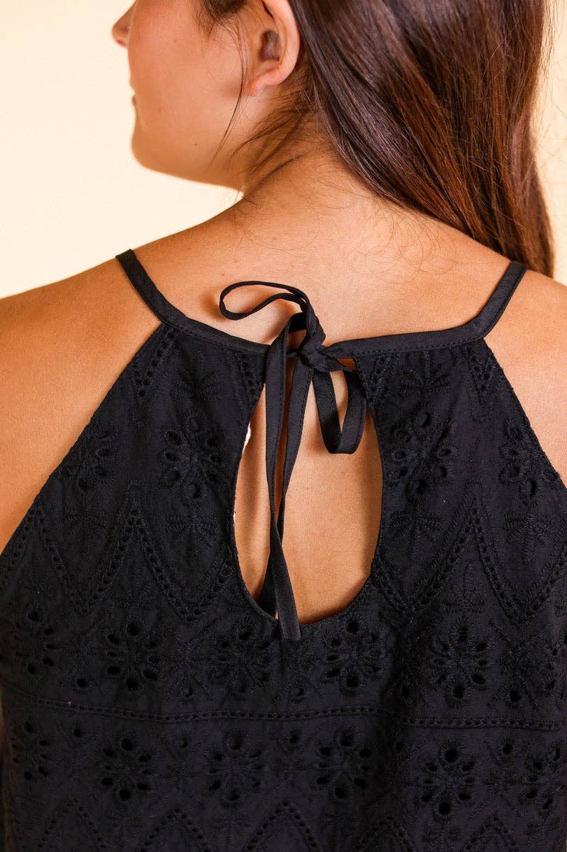 Black Eyelet Top