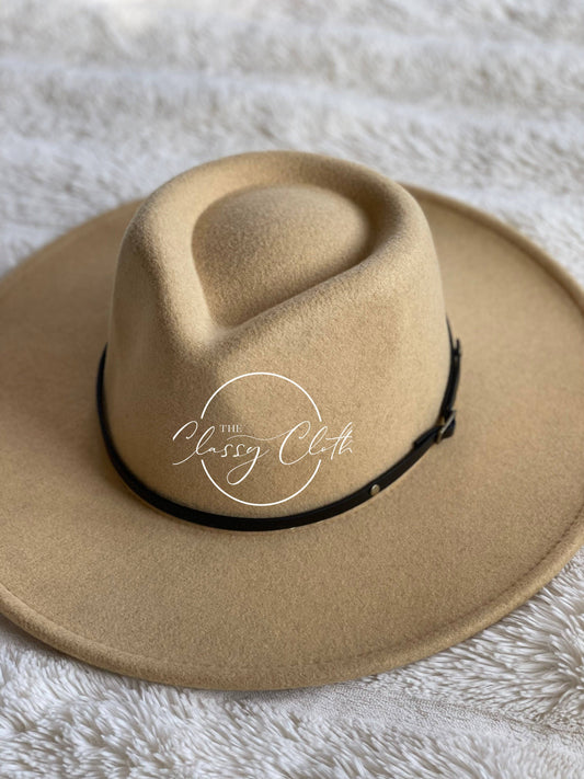 Wool Blend Wide Brim Western Hat - Mustard Rancher