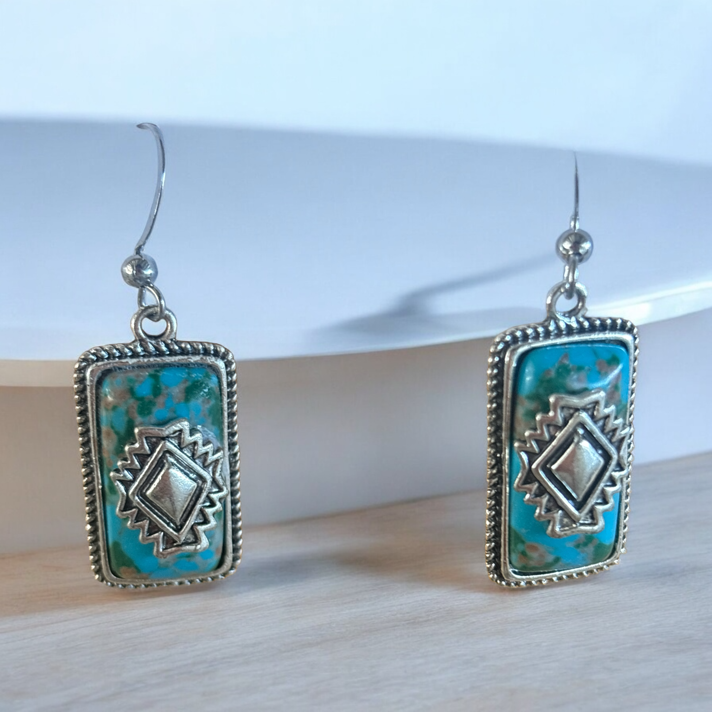 Aztec Turquoise Mesa Drop Earrings 