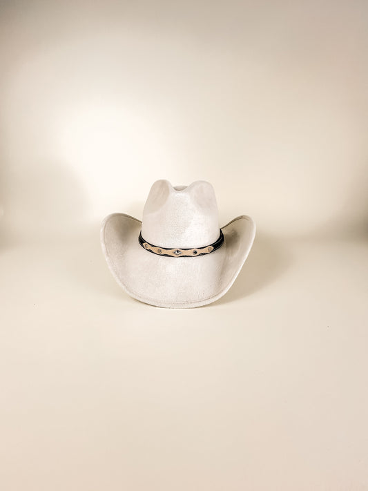 Santa Fe Vegan Suede Cowboy Rancher Hat - Ivory