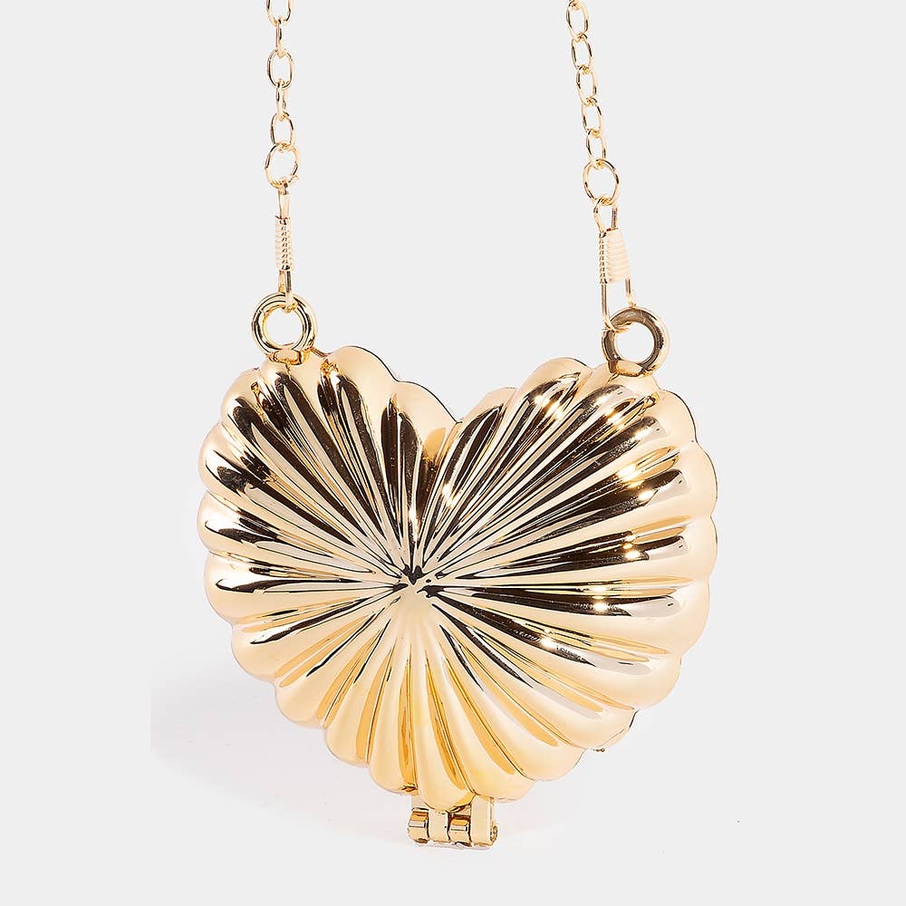 Metallic Shining Heart Clutch Coin Purse
