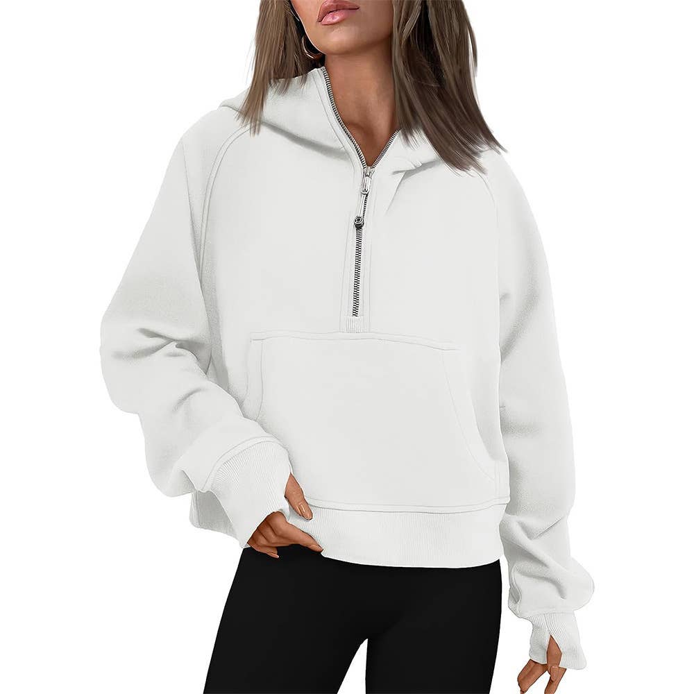 Athleisure Half Zip Hoodie Funnel Neck Sweatshirt