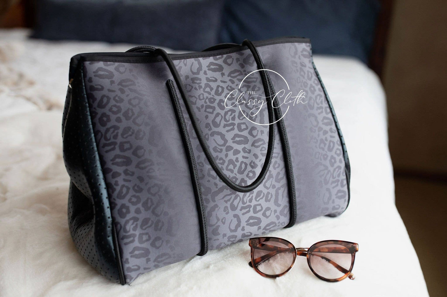 Neoprene Carryall Tote - Black Leopard