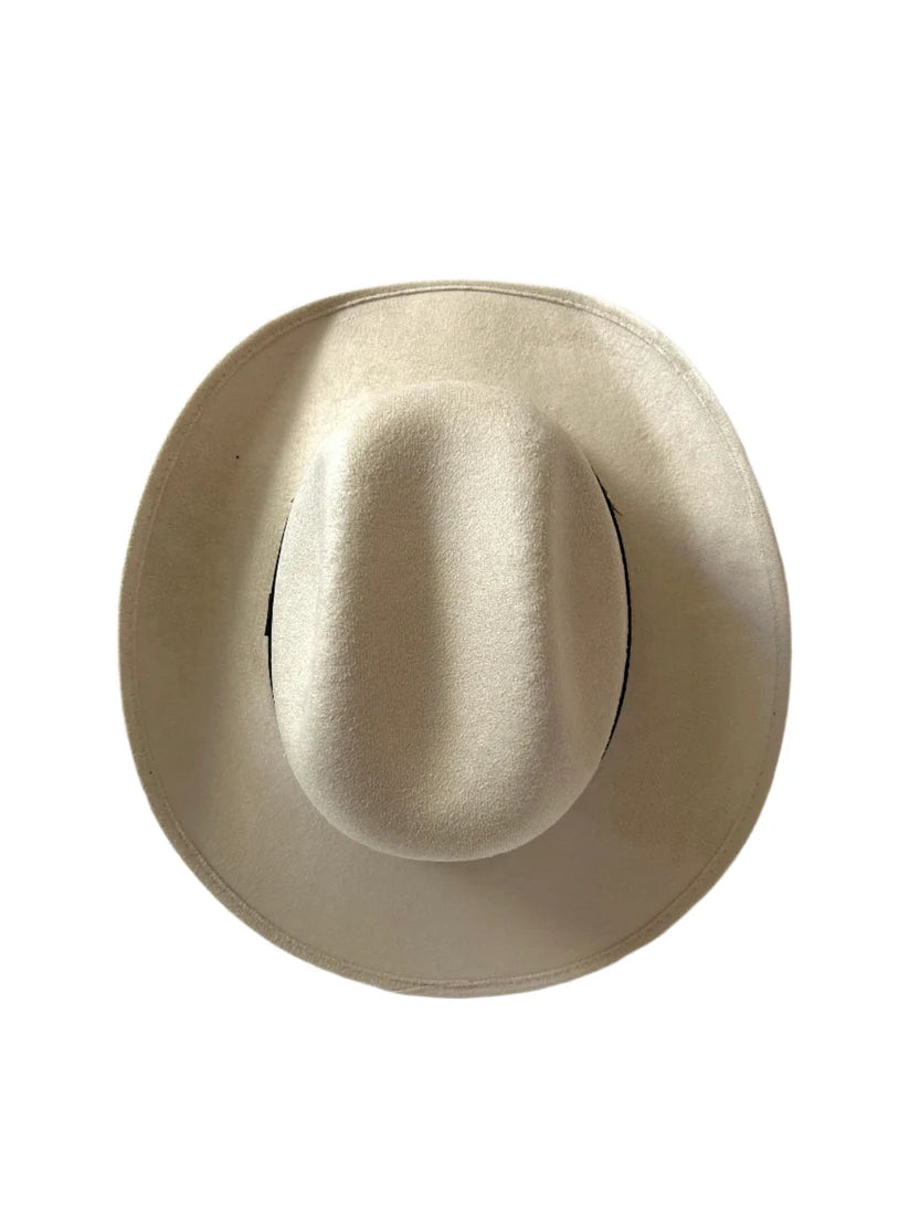 Kids Vegan Suede Austin Hat - Ivory