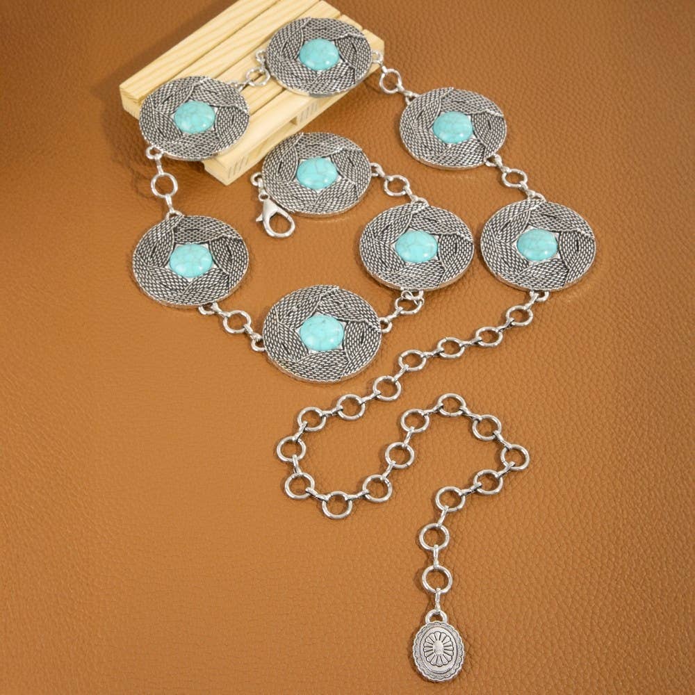 Textured Disc Concho Chain Belt