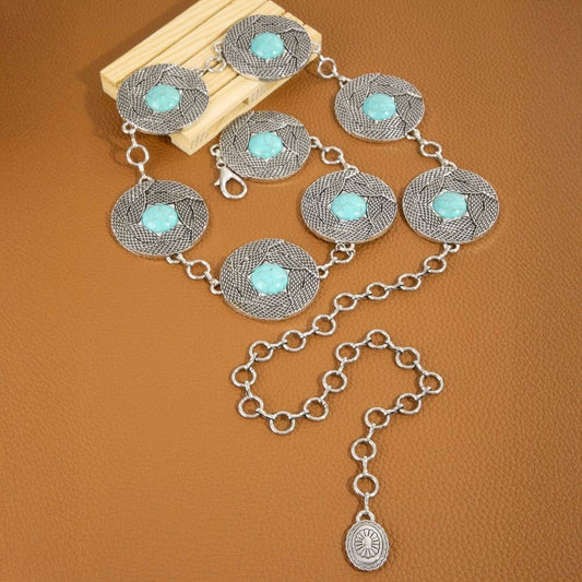 Textured Disc Concho Chain Belt