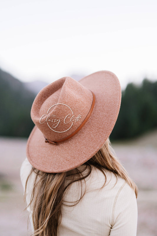 Wool Blend Wide Brim Western Hat - Camel