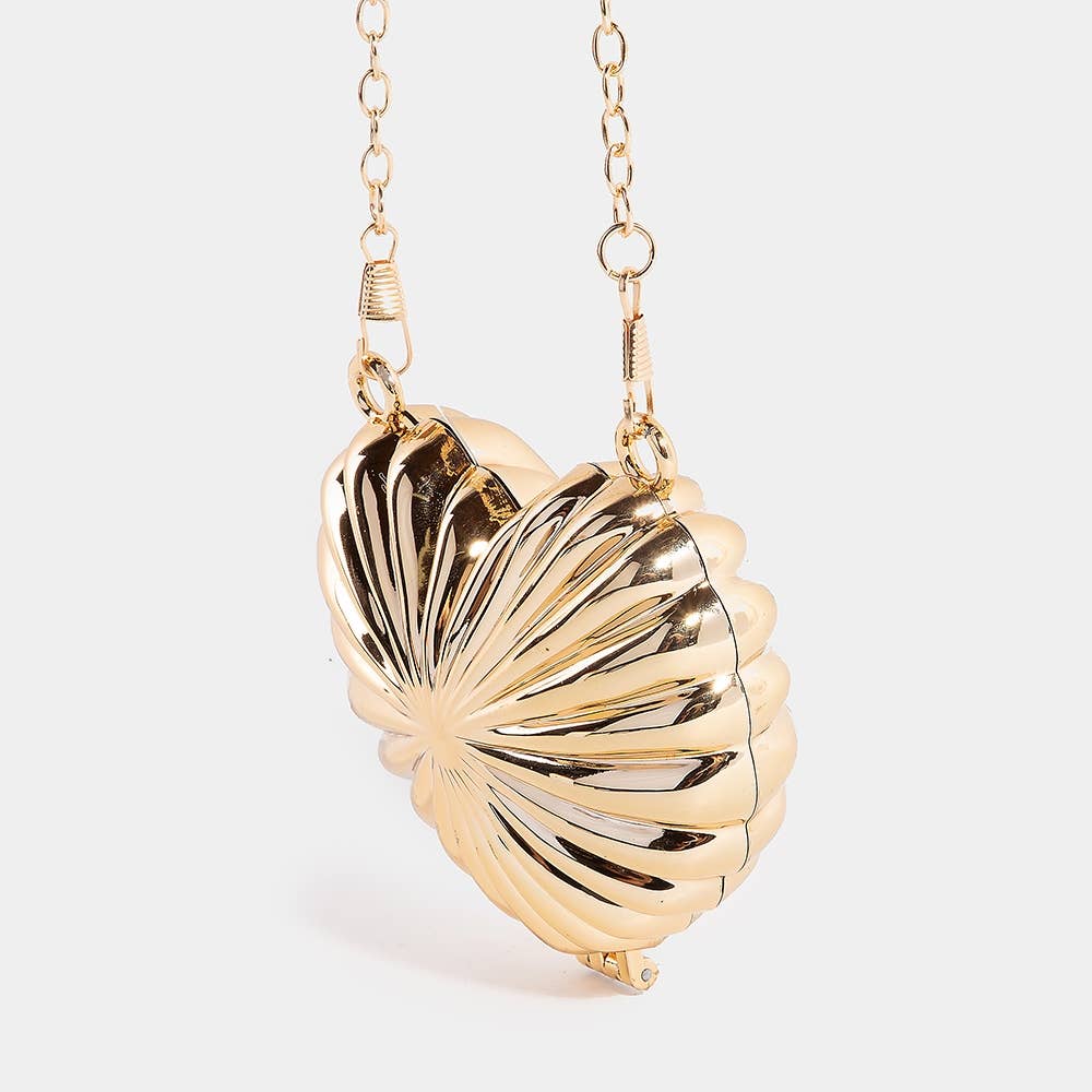 Metallic Shining Heart Clutch Coin Purse