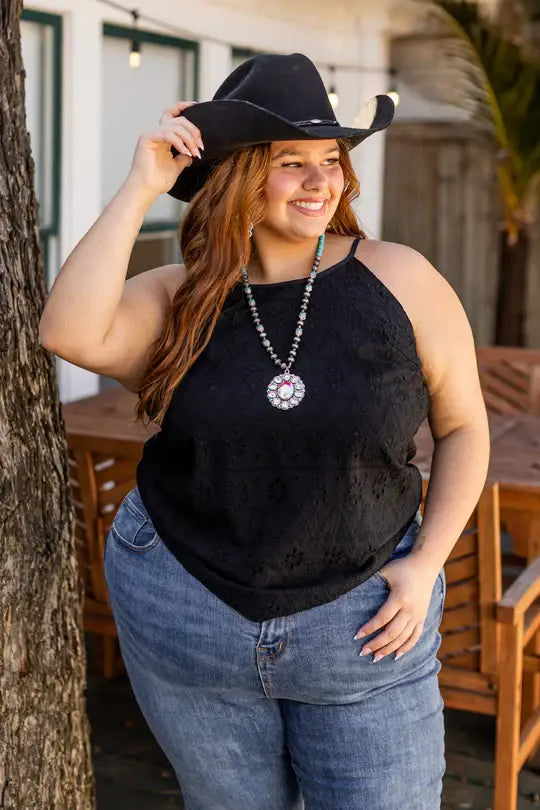 Black Eyelet Top