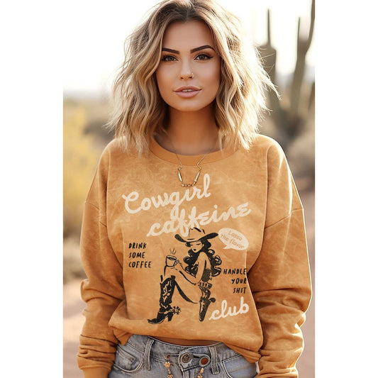 COWGIRL COFFEINE MINERAL GRAPHIC SWEATSHIRTS