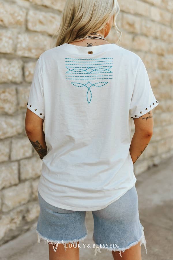 Rodeo Cowgirl Studded Short Sleeve Top