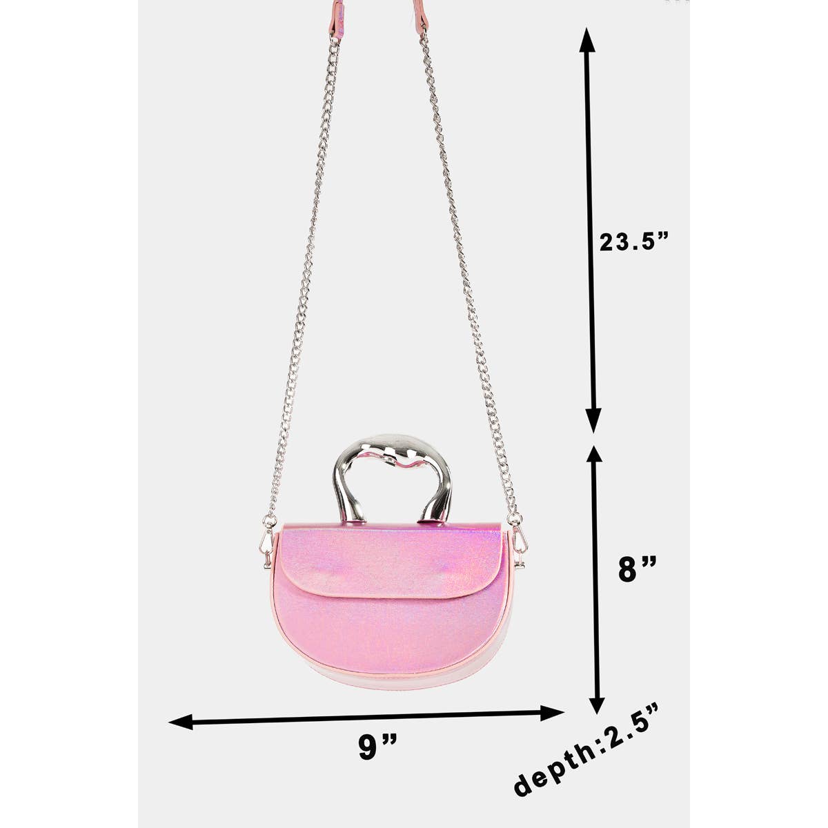 Glossy Semi-Circle Top Handle Bag