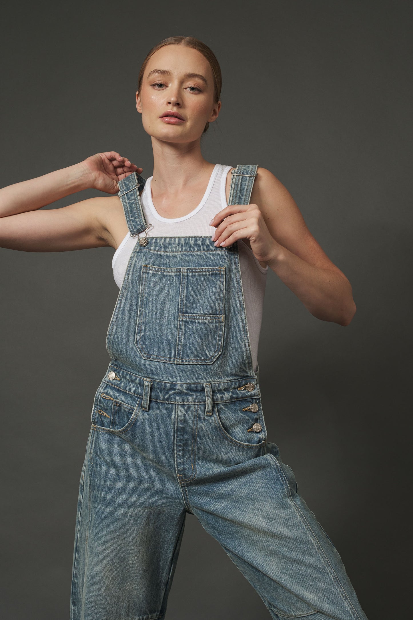 SLOUCHY RELAX FIT DENIM OVERALL