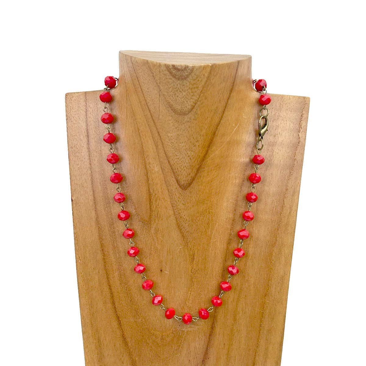 Multiple Color Choices - Faceted Crystal Beads on Copper-Tone Chain