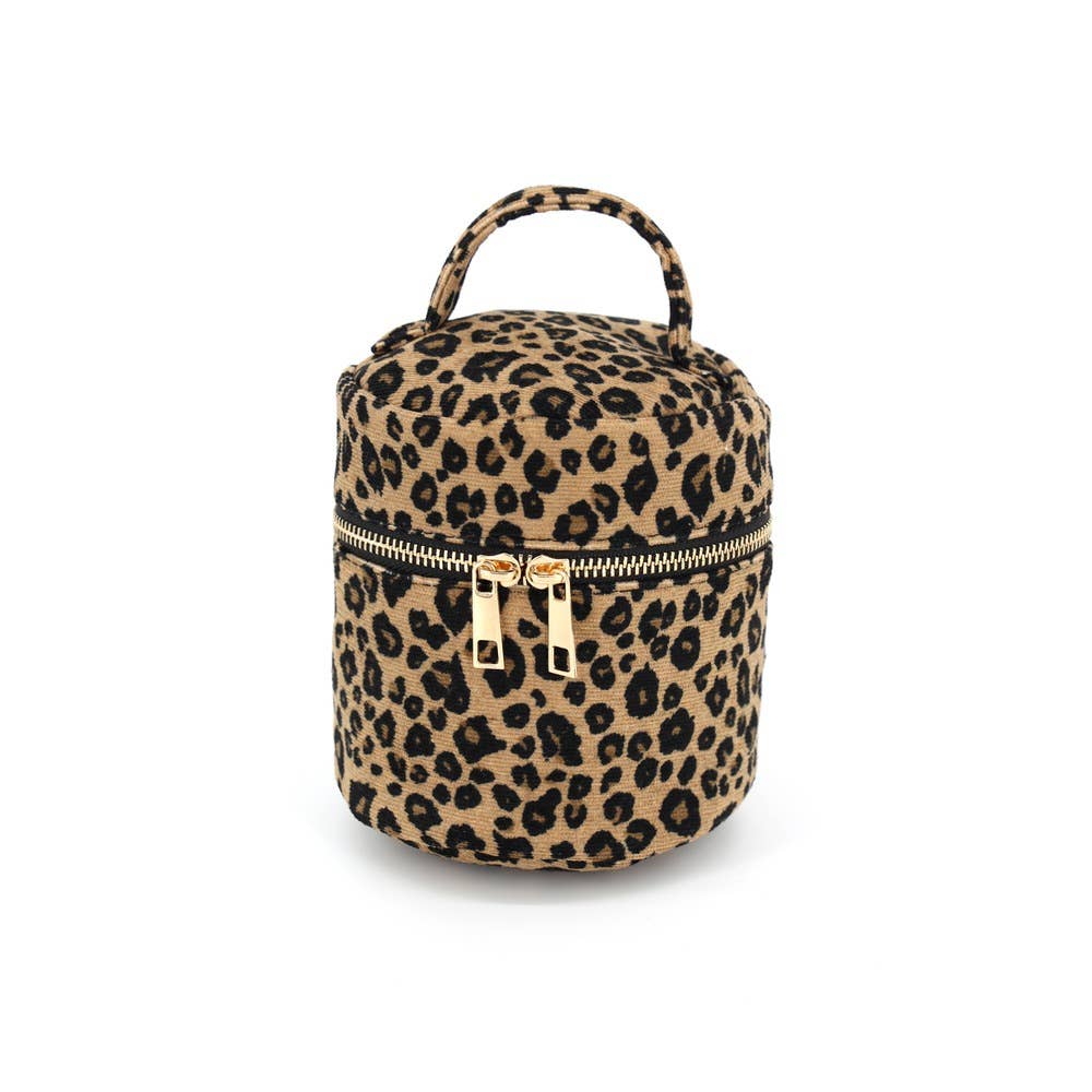 Leopard Corduroy Round Bag