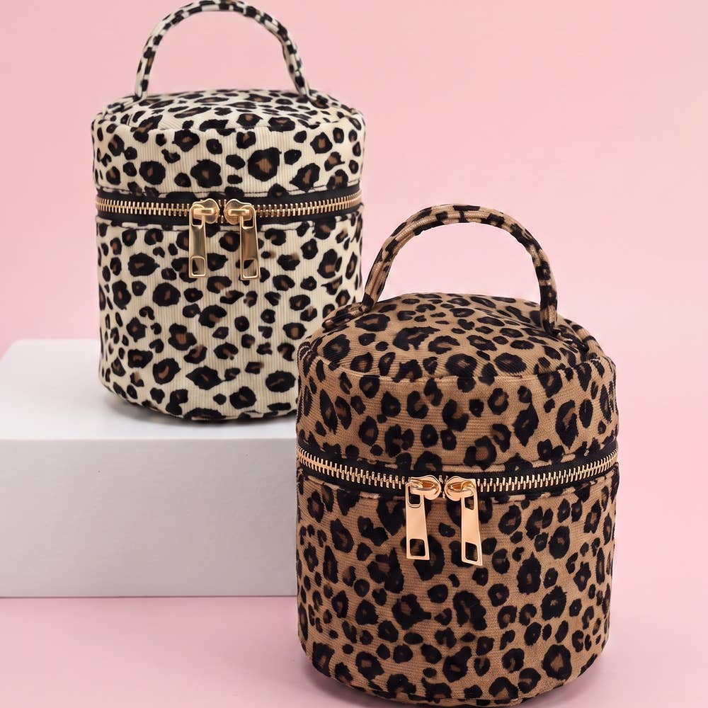 Leopard Corduroy Round Bag