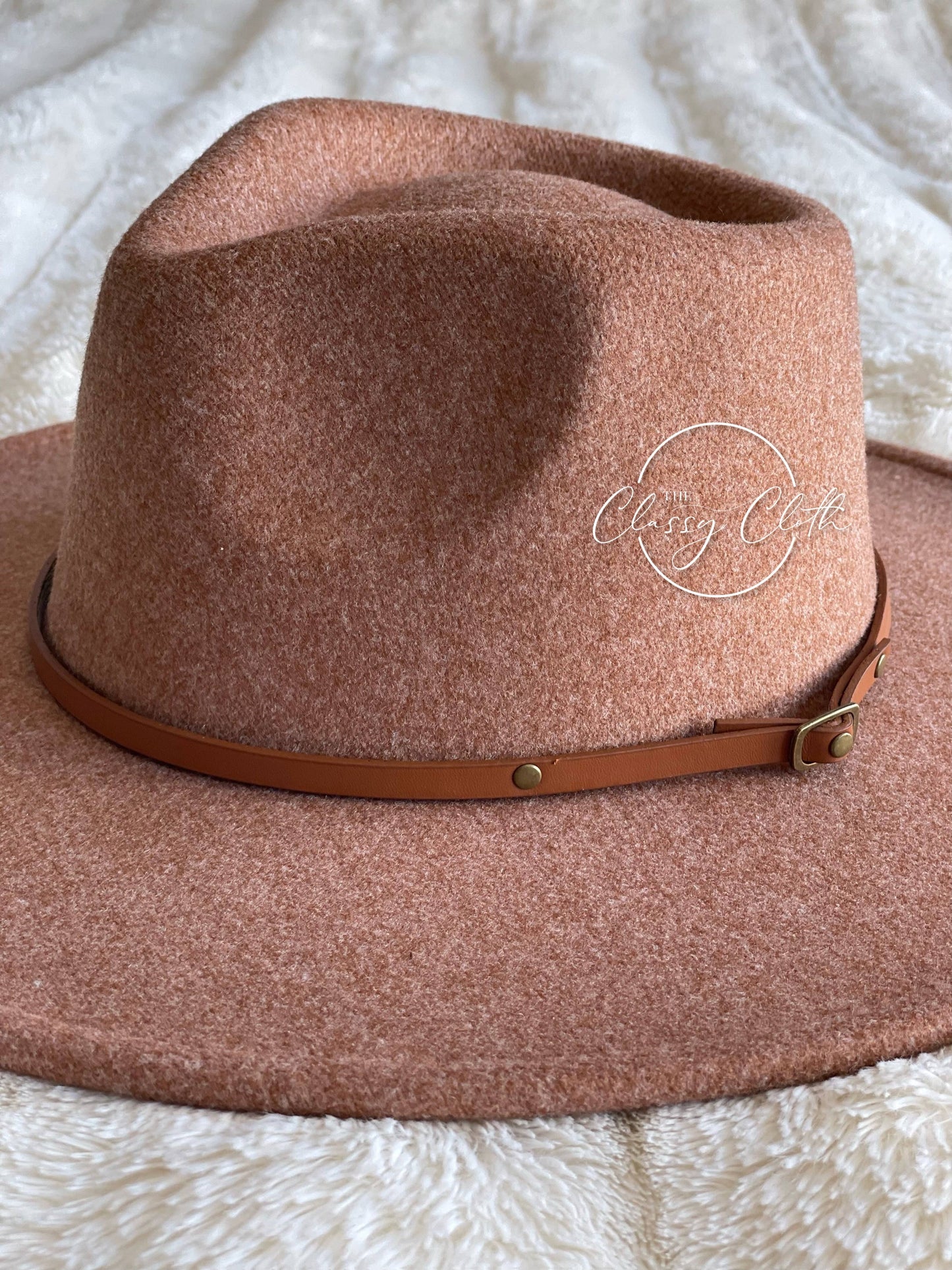 Wool Blend Wide Brim Western Hat - Camel