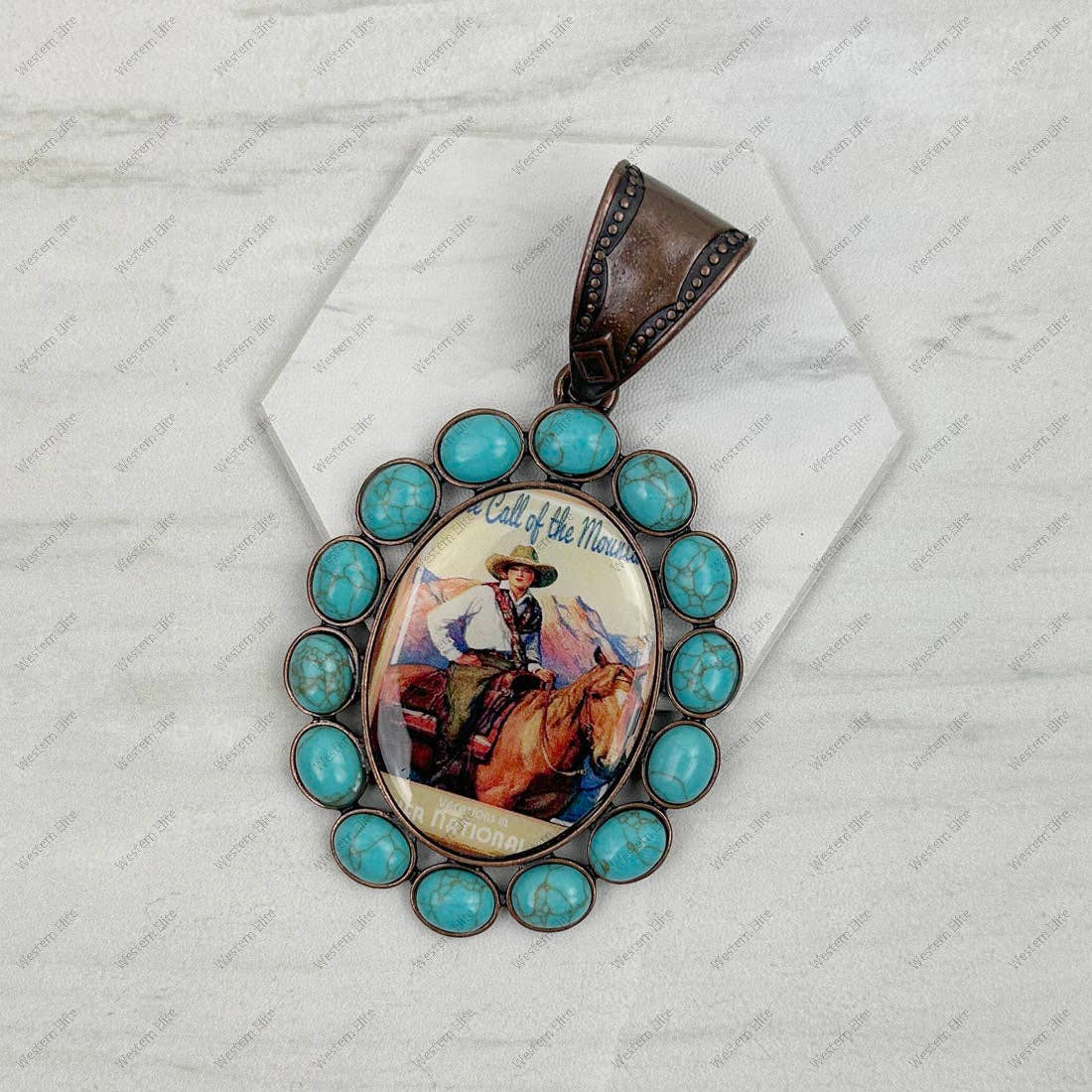 Copper Oval Cowgirl Pendant