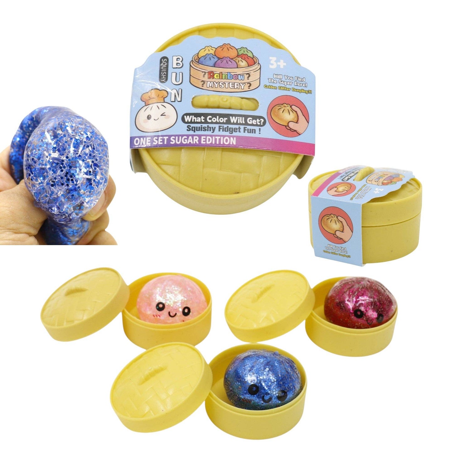 Mystery Mini Glitter Gel Bead Squishy Dumpling With Steamer