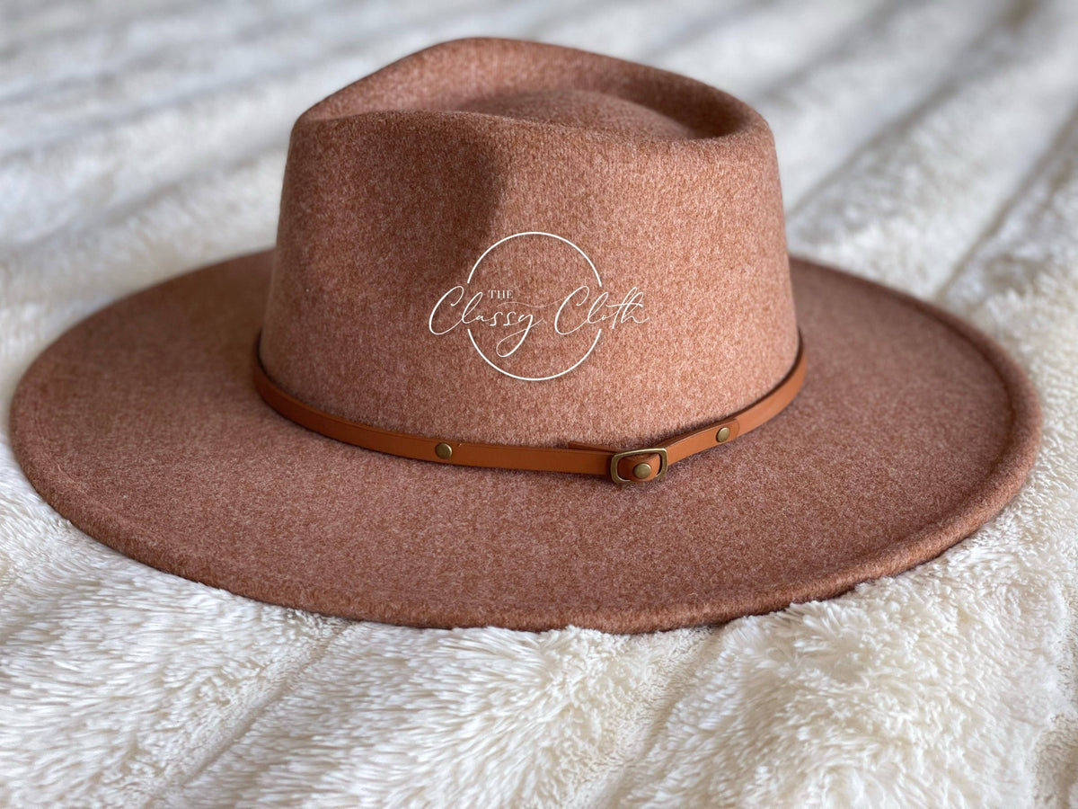 Wool Blend Wide Brim Western Hat - Camel