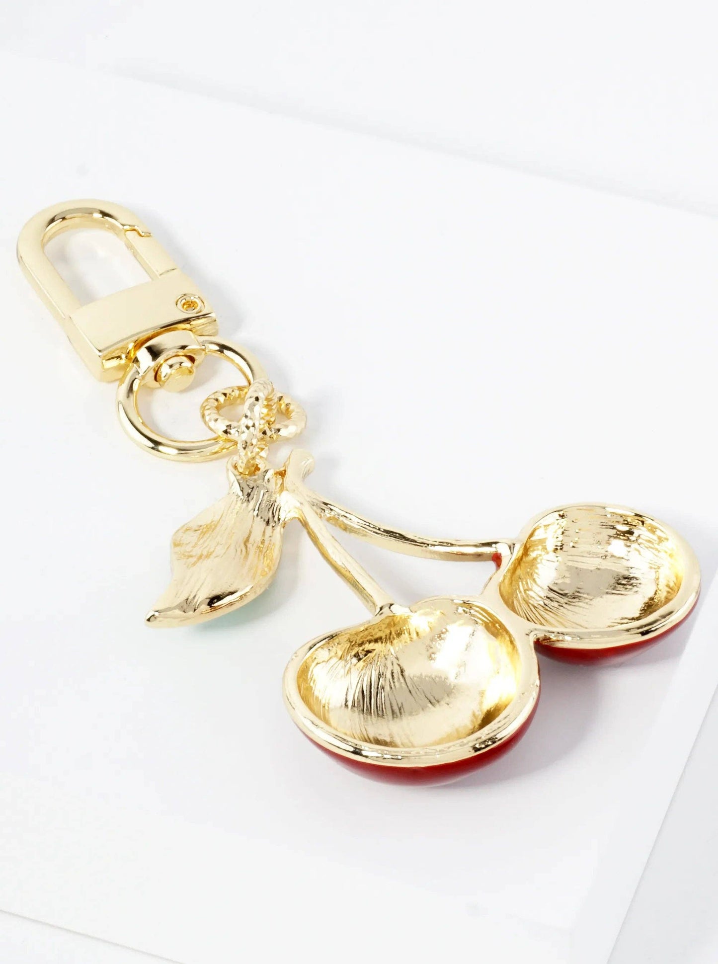 18K-Gold-Dipped 2-inch Large Enamel Cherry Bag Charm