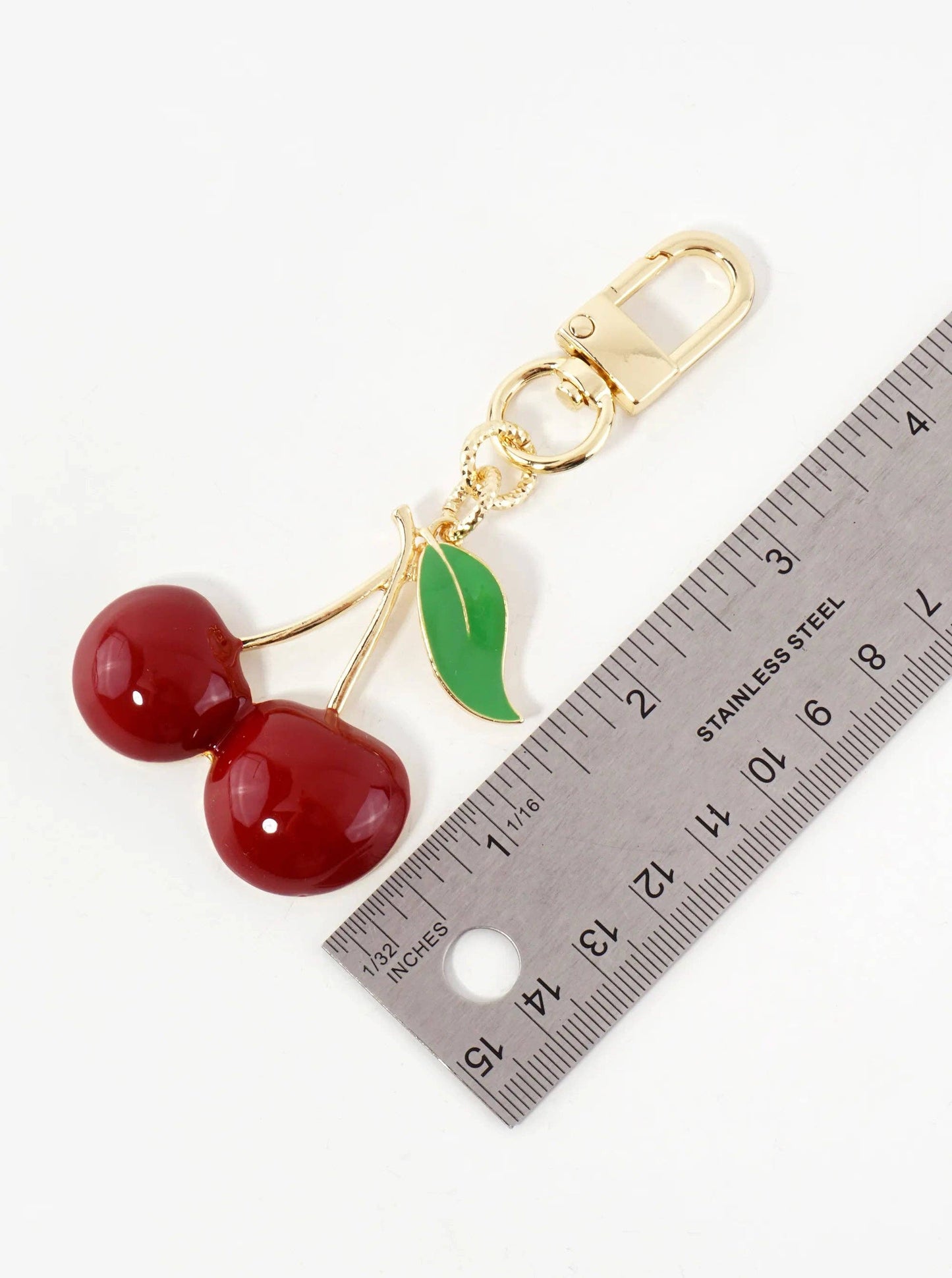 18K-Gold-Dipped 2-inch Large Enamel Cherry Bag Charm
