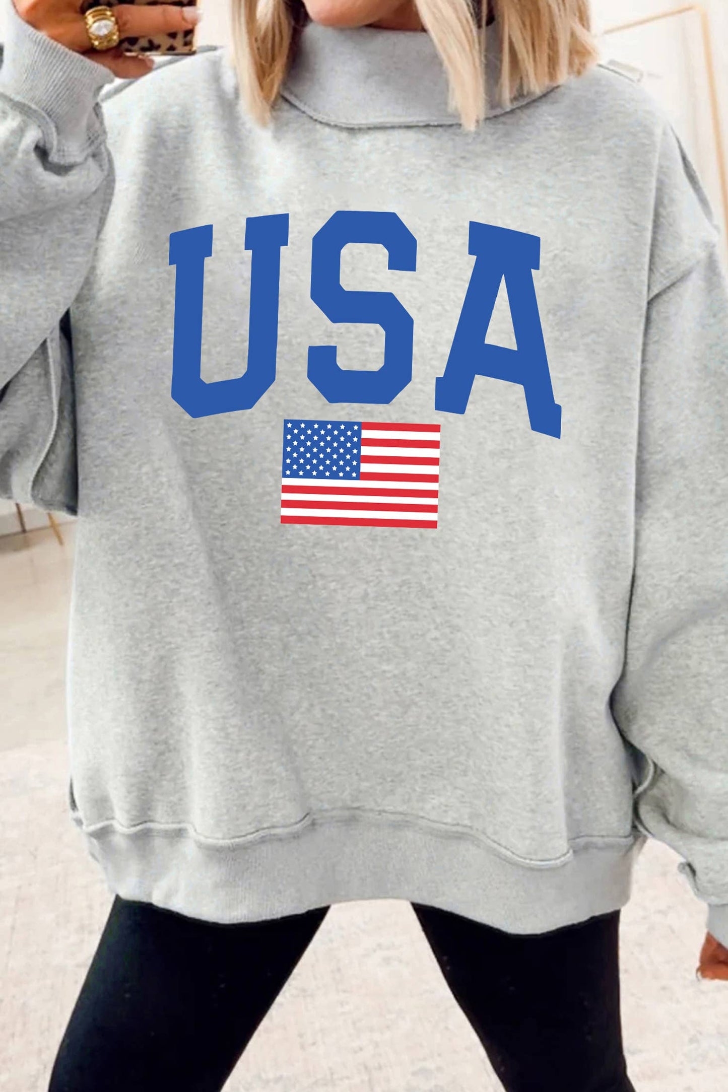 America/USA Reversable Mock Neck Sweatshirt