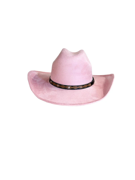 Austin Vegan Suede Cowboy Hat - Blush Pink