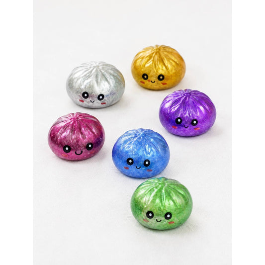 Mini Glittered Dumpling Squishy with Steamer