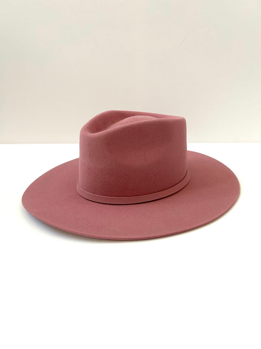 Emery Merino Wool Teardrop Rancher Hat - Mulberry Pink