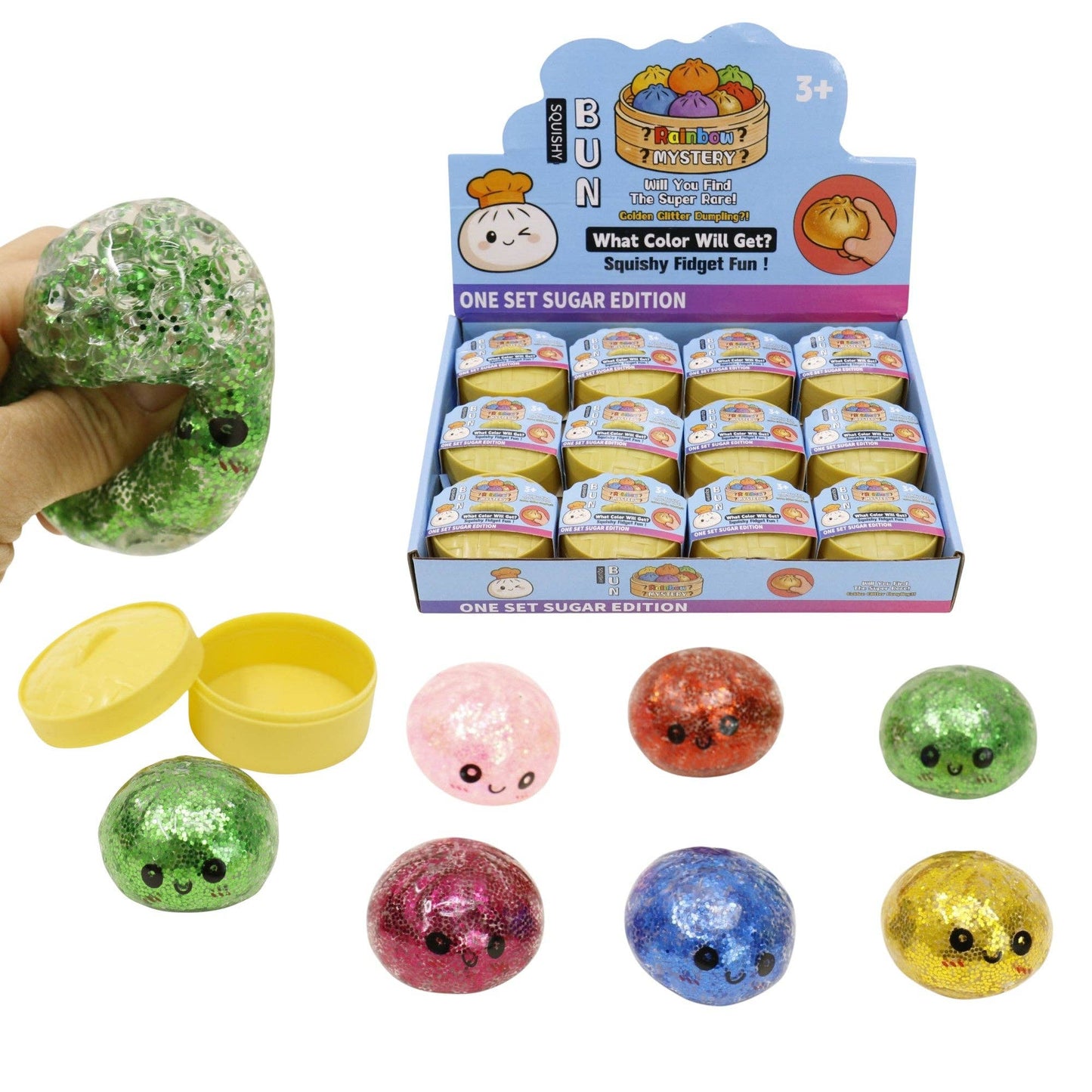 Mystery Mini Glitter Gel Bead Squishy Dumpling With Steamer