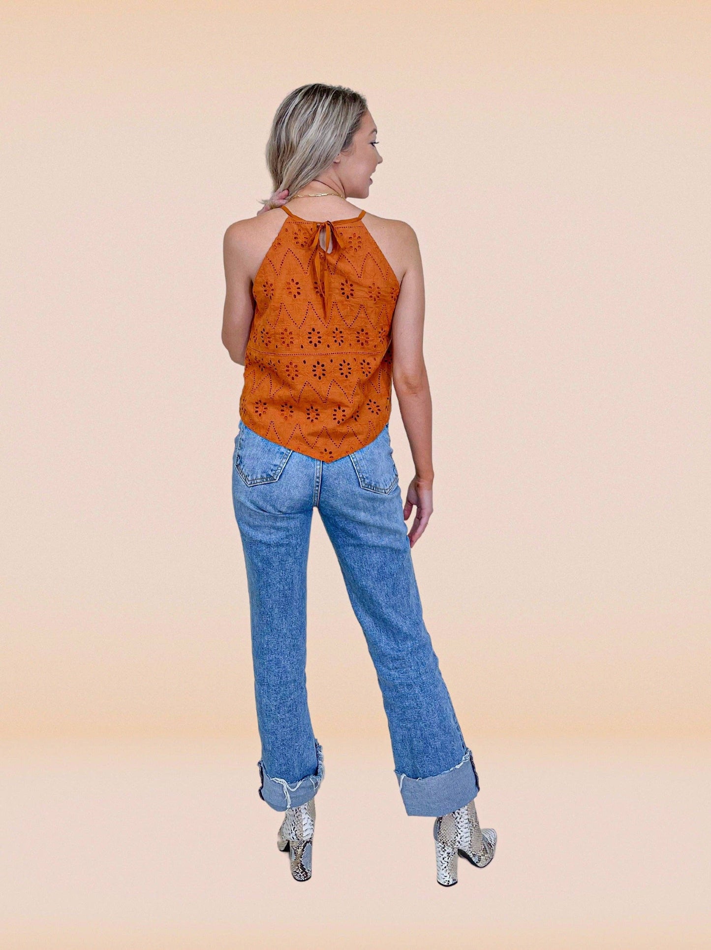 Rust Eyelet Top