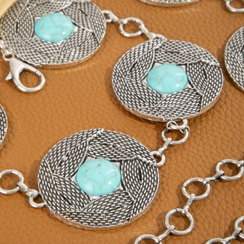 Textured Disc Concho Chain Belt