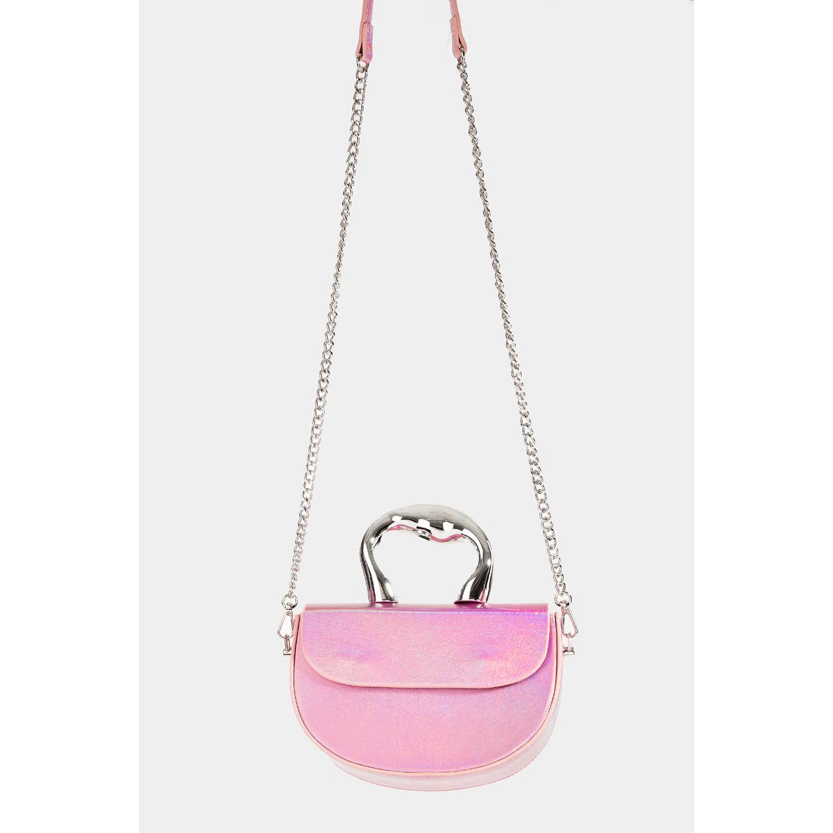 Glossy Semi-Circle Top Handle Bag