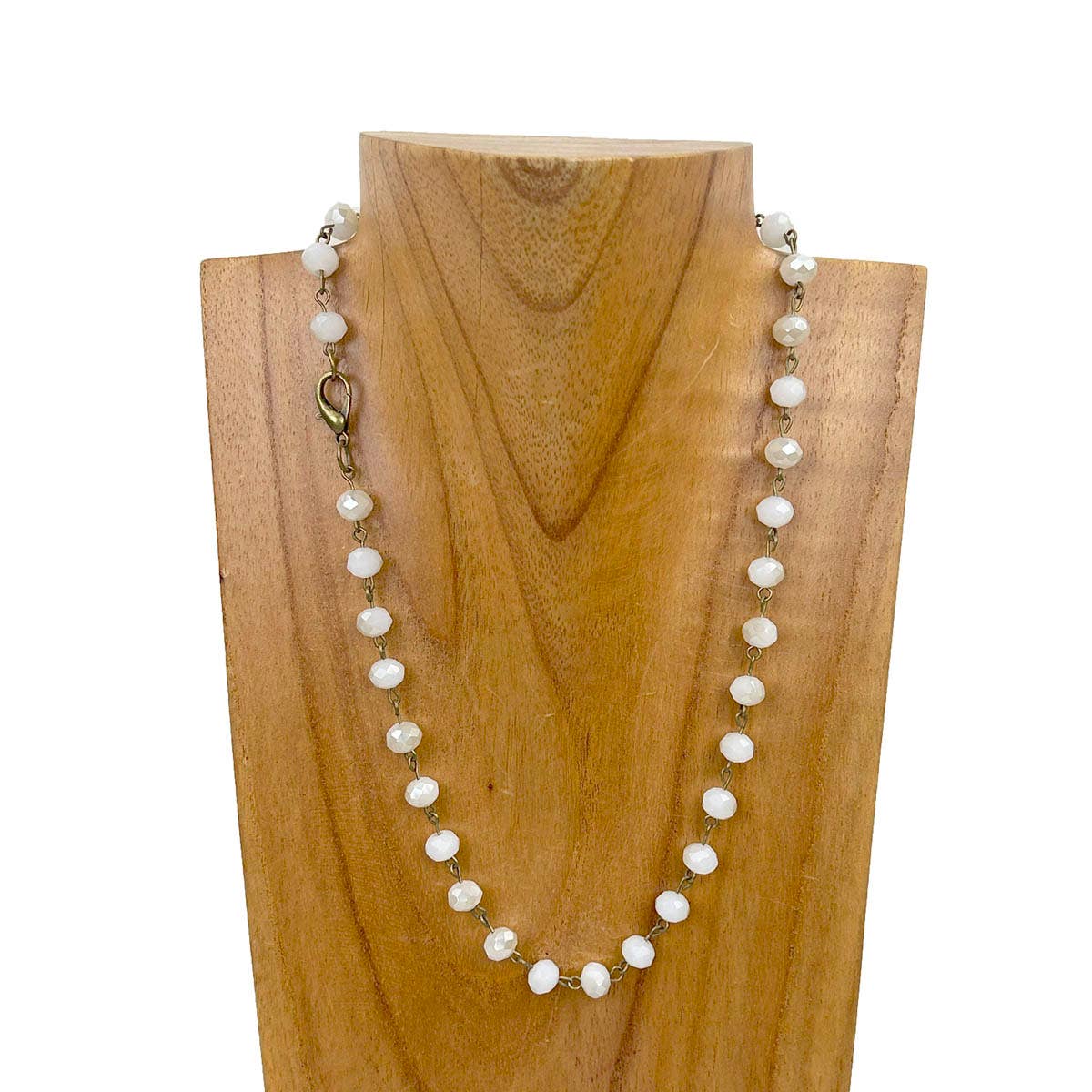 Multiple Color Choices - Faceted Crystal Beads on Copper-Tone Chain