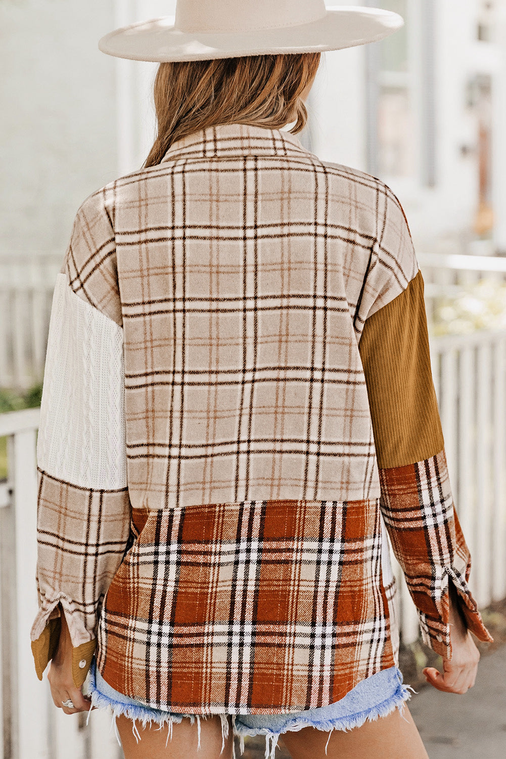 Plaid Color Block Patchwork Shacket