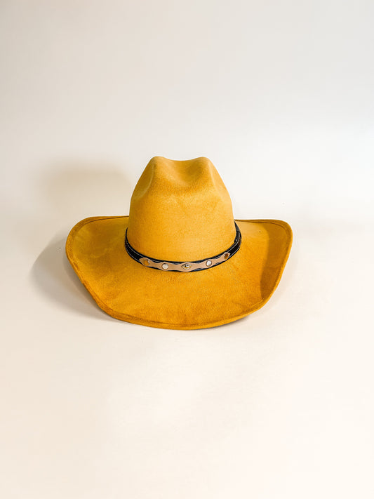 Austin Vegan Suede Cowboy Hat - Mustard Yellow