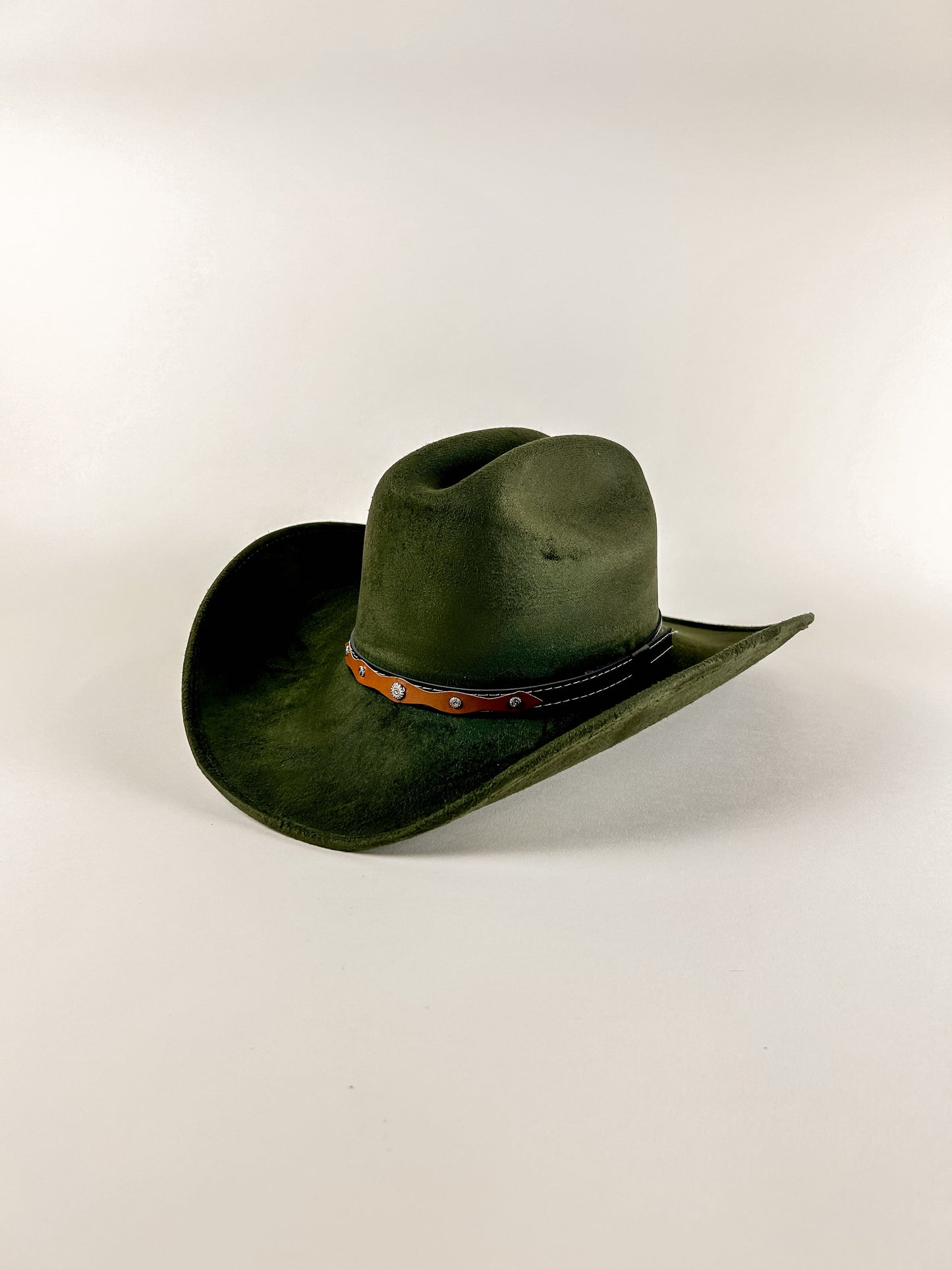 Texana Vegan Suede Cowboy Hat - Olive Green