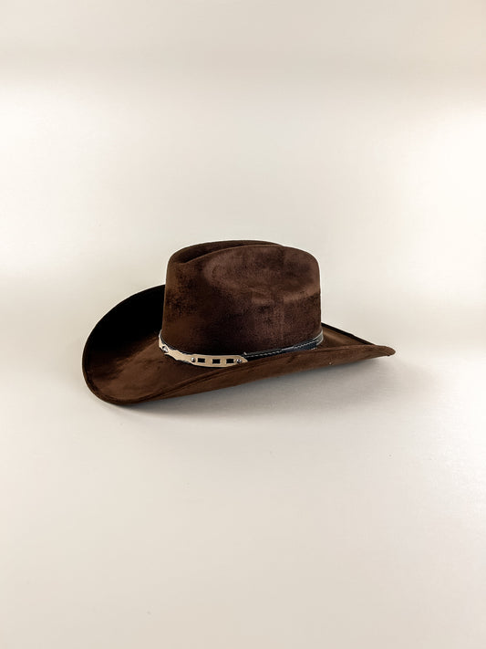 Texana Vegan Suede Cowboy Hat - Chocolate