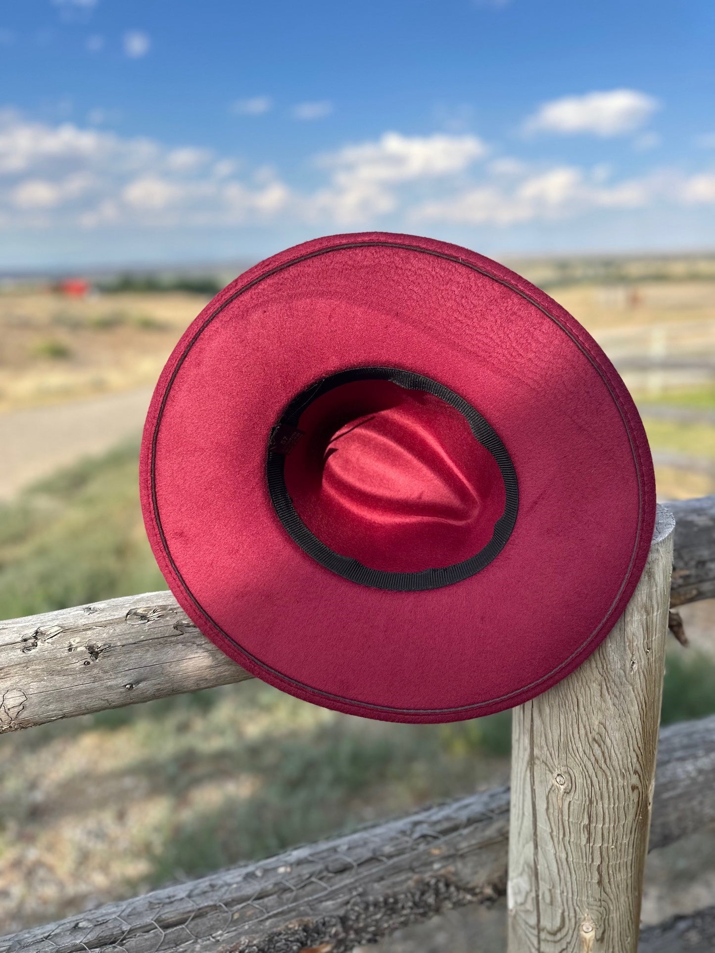 Wide Brim Felt Hat - Dark Wine